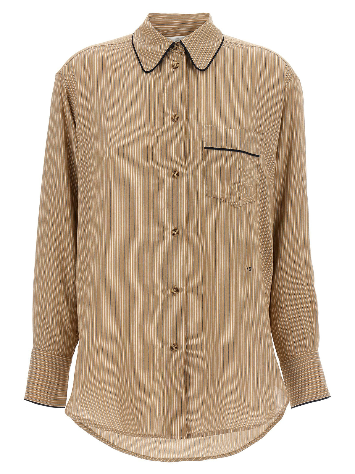 Victoria Beckham Piping Detail Pyjama Shirt Brown