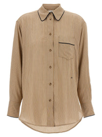 Victoria Beckham Piping Detail Pyjama Shirt Brown