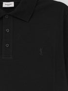 Saint Laurent Men's Piqué Cotton Polo Shirt Black, view 3