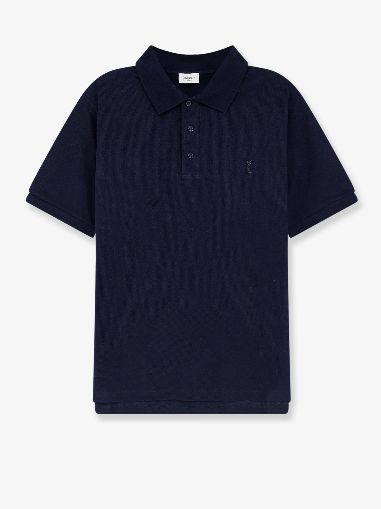 Saint Laurent Men's Piqué Cotton Polo Shirt Blue
