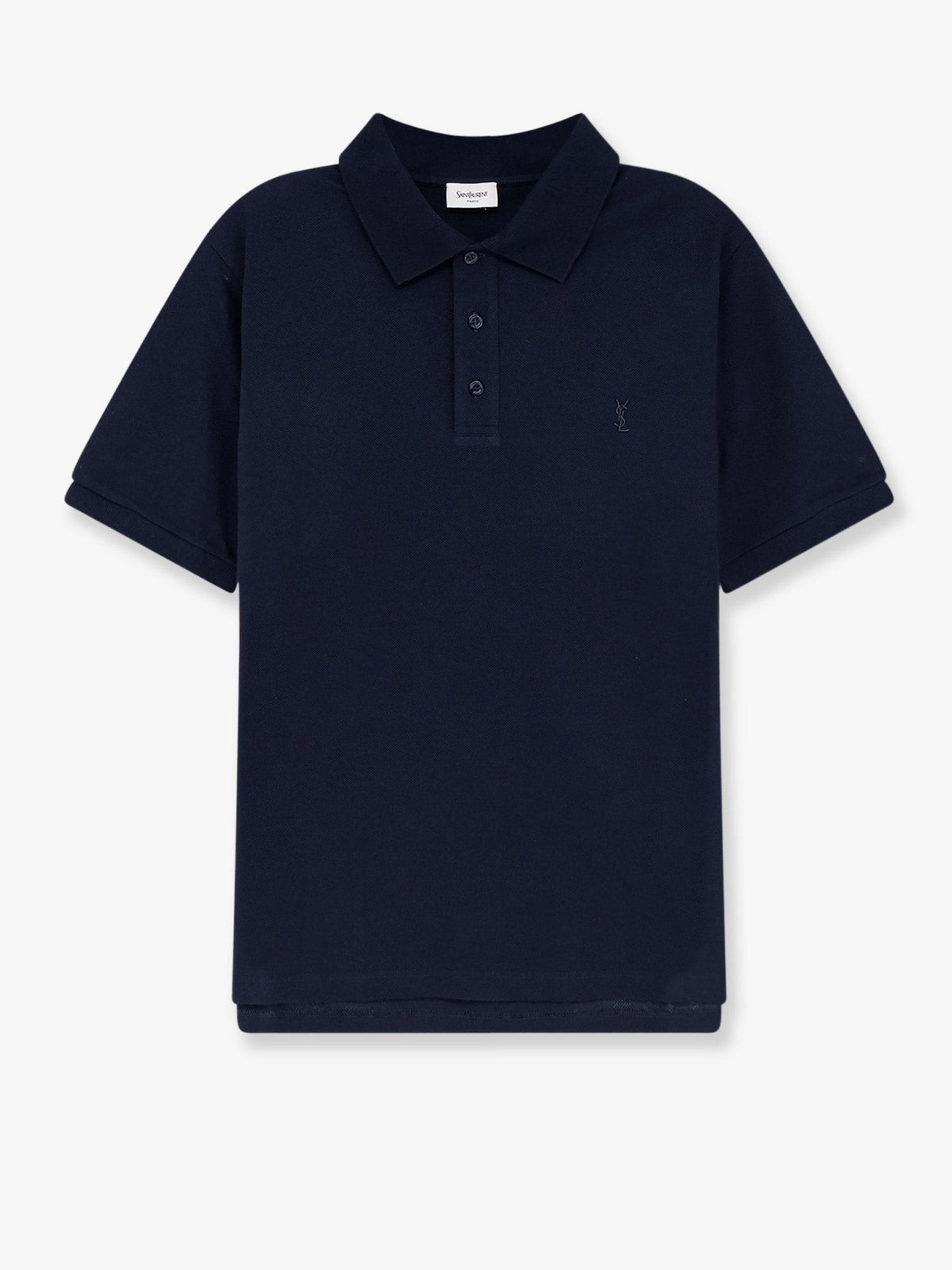 Saint Laurent Men's Piqué Cotton Polo Shirt Blue