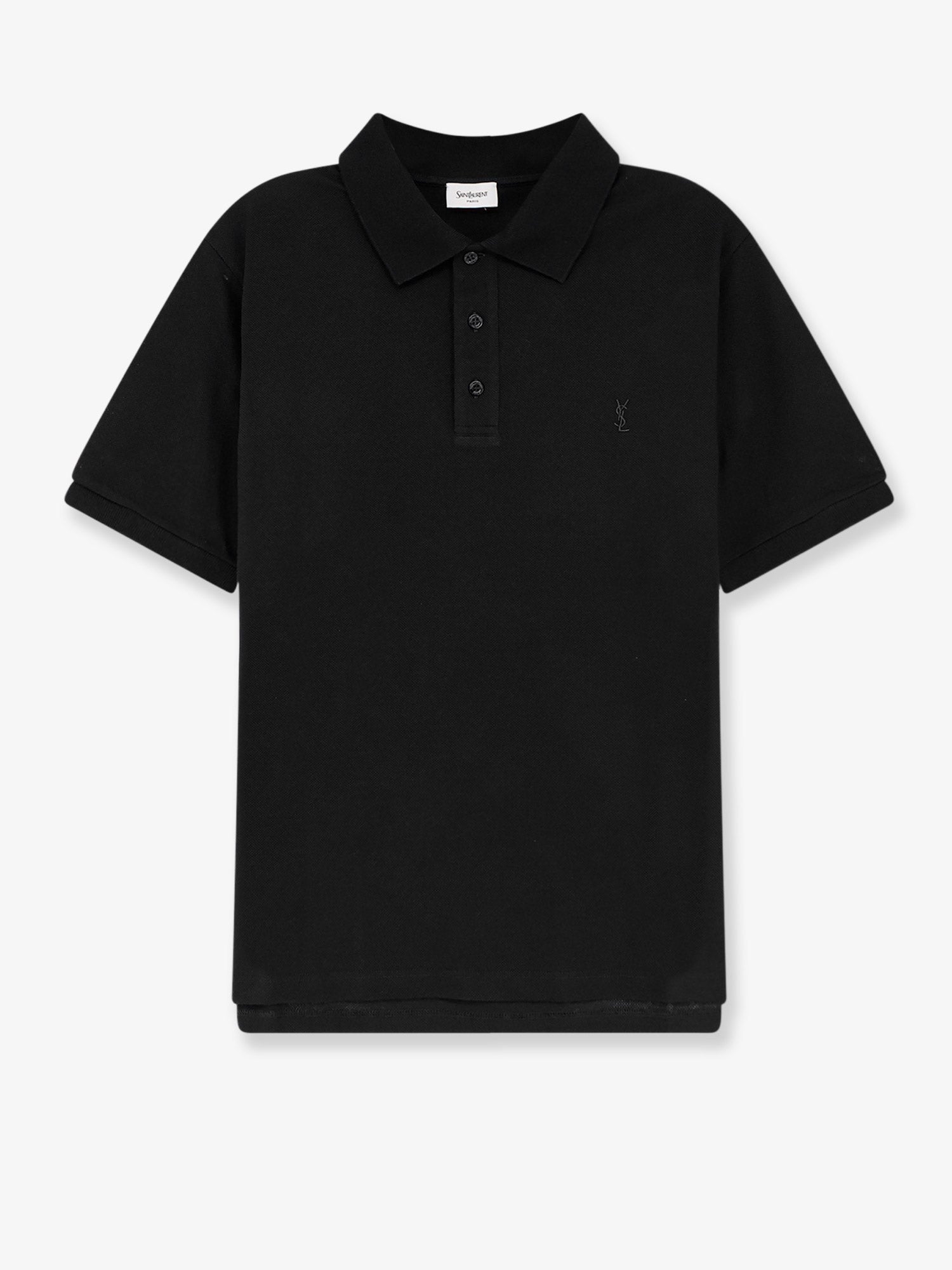 Saint Laurent Men's Piqué Cotton Polo Shirt Black