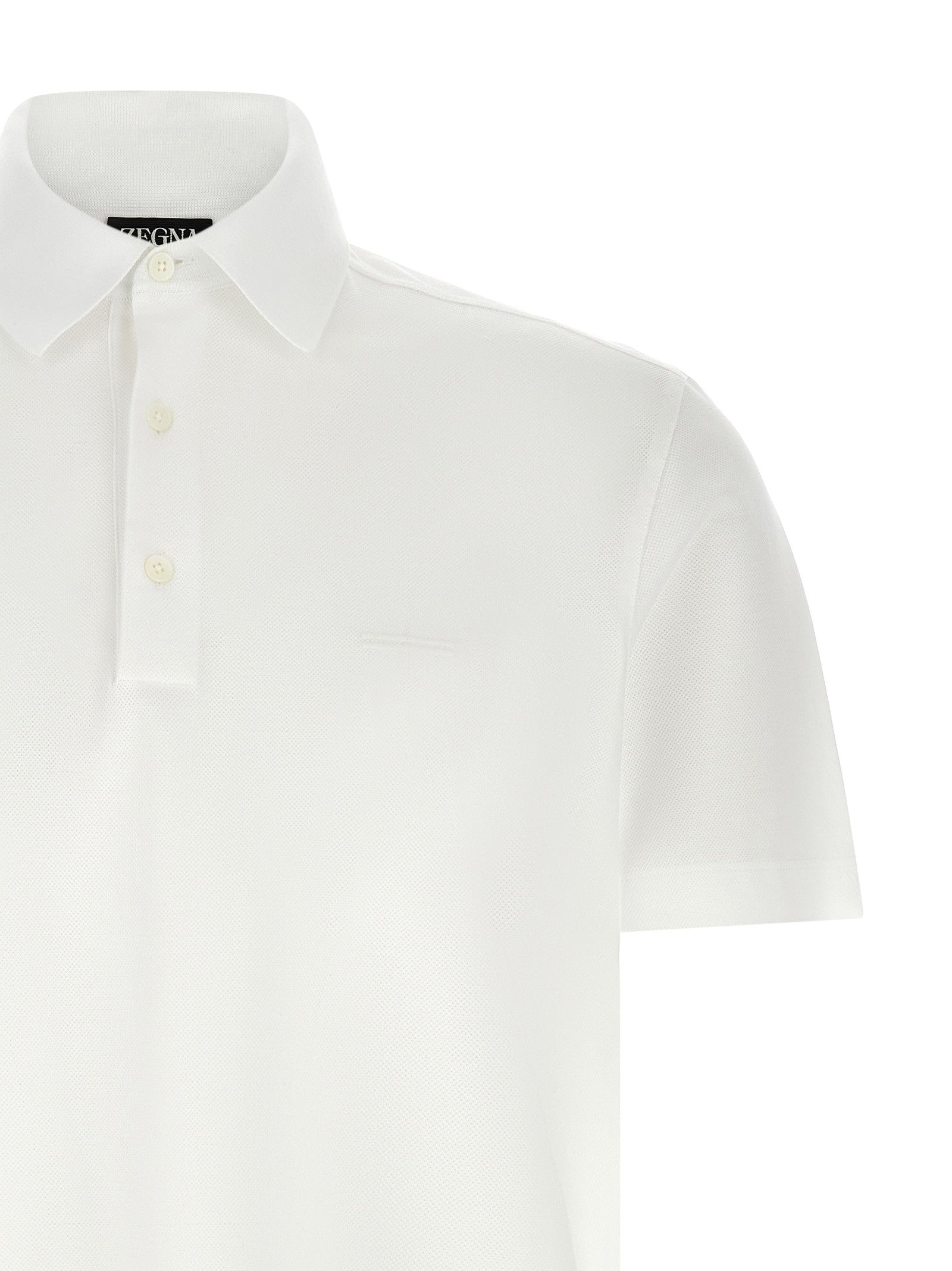 Zegna Piqué Cotton Polo Shirt White