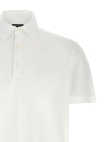 Zegna Piqué Cotton Polo Shirt White