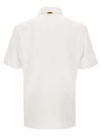 Zegna Piqué Cotton Polo Shirt White