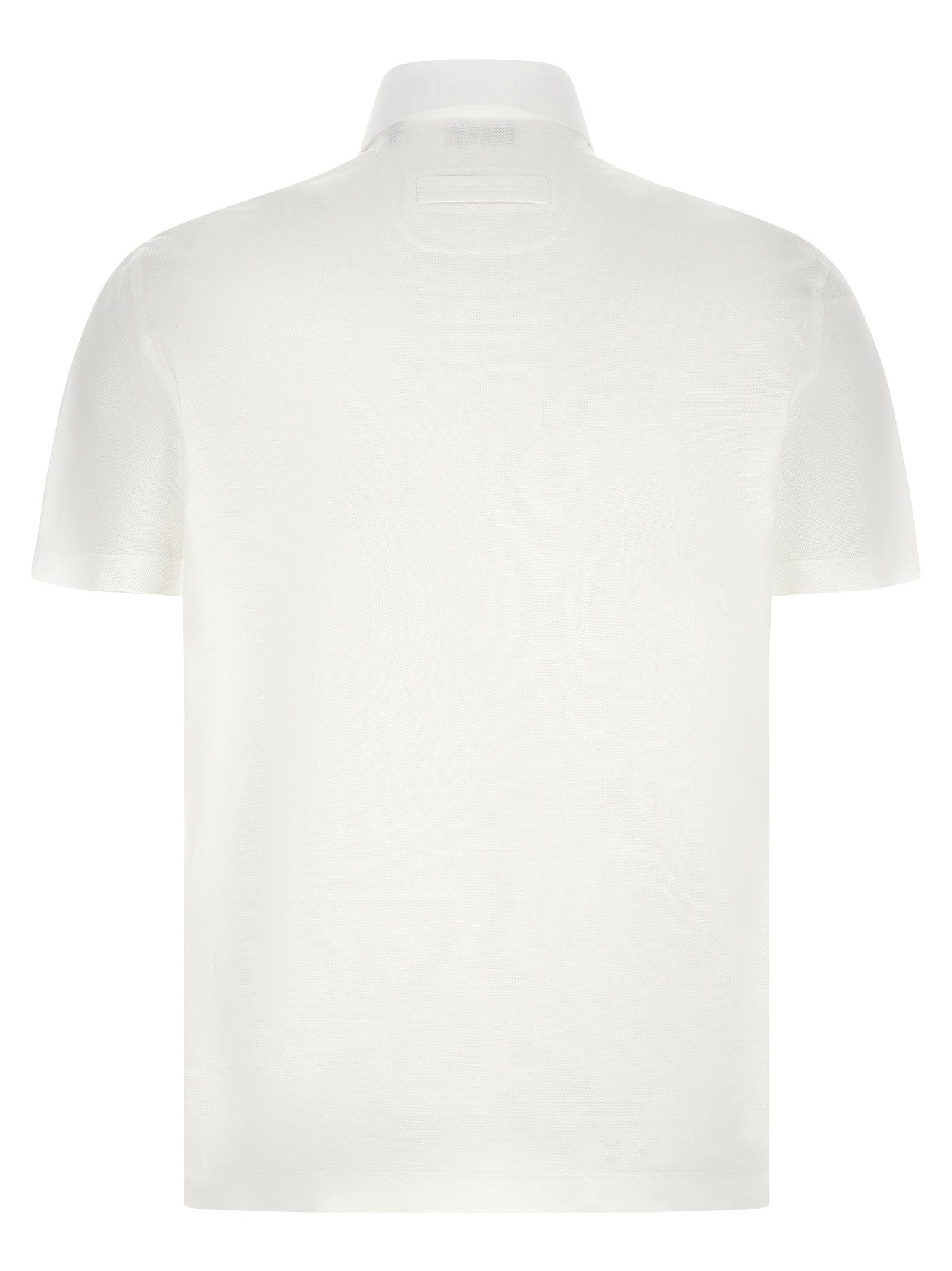 Zegna Piqué Cotton Polo Shirt White