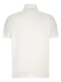 Zegna Piqué Cotton Polo Shirt White