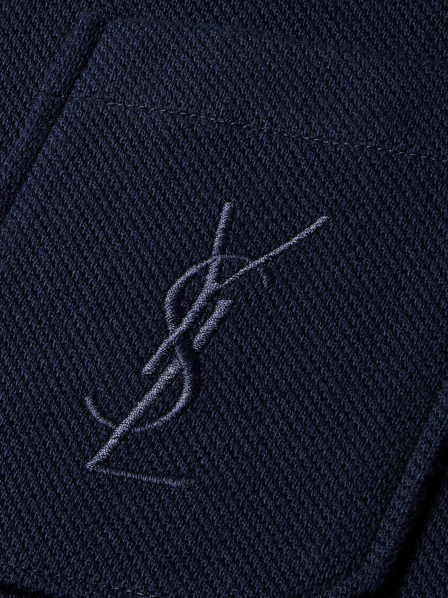 Saint Laurent Men's Cassandre Polo Shirt Blue