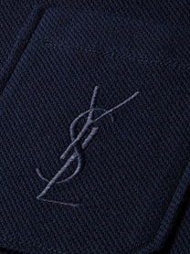 Saint Laurent Men's Cassandre Polo Shirt Blue