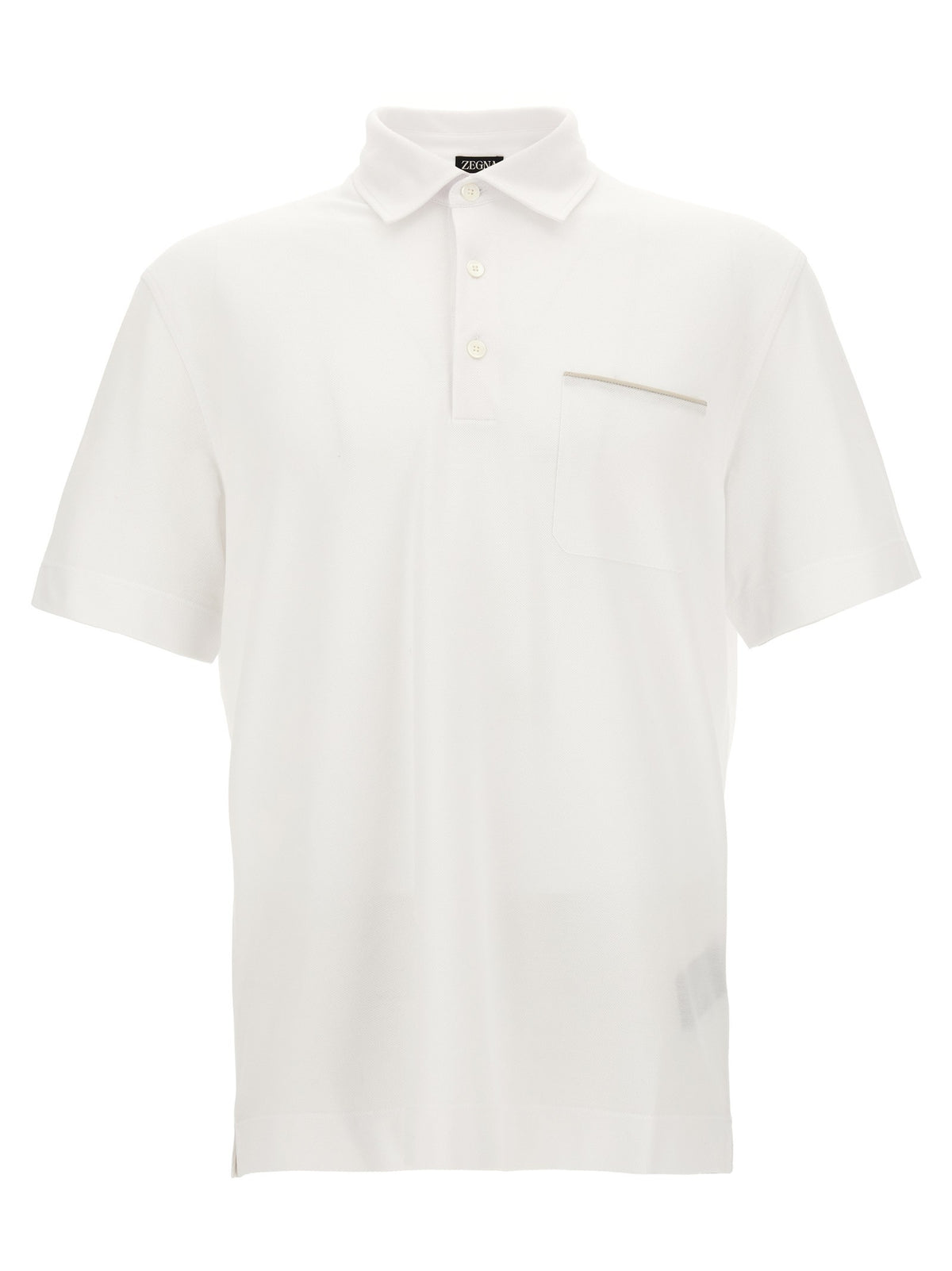 Zegna Piqué Cotton Polo Shirt White