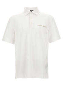 Zegna Piqué Cotton Polo Shirt White