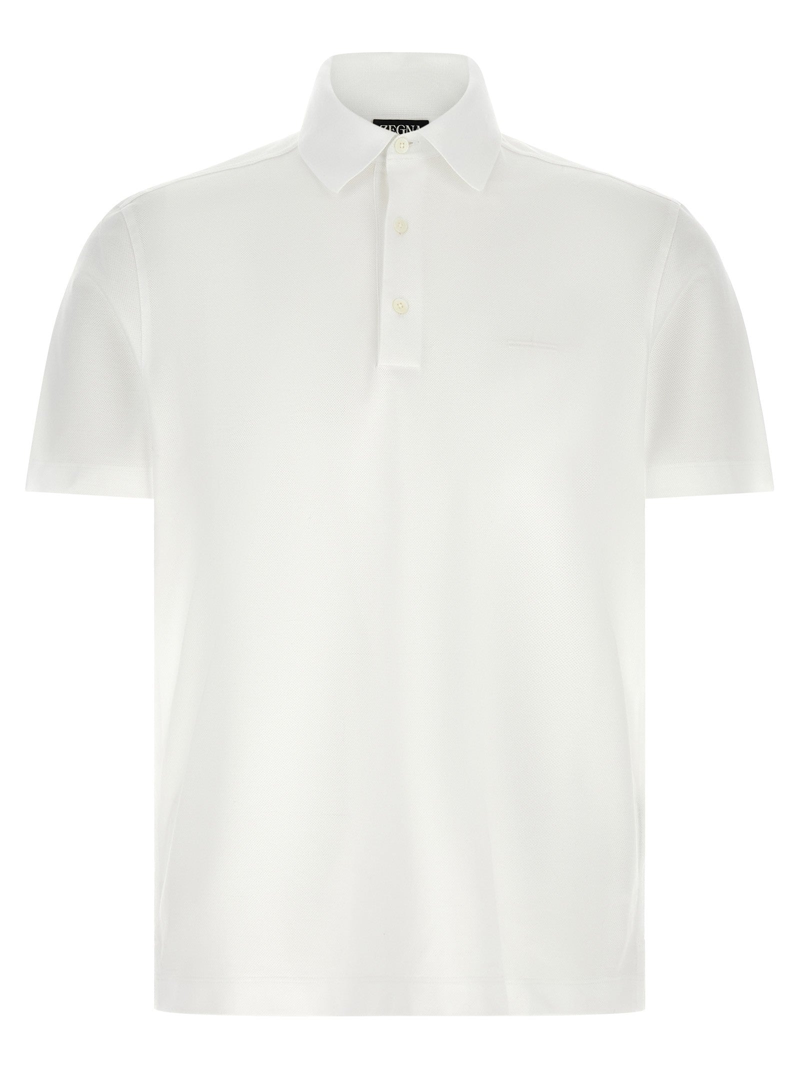 Zegna Piqué Cotton Polo Shirt White