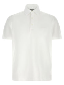 Zegna Piqué Cotton Polo Shirt White