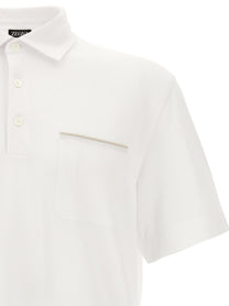 Zegna Piqué Cotton Polo Shirt White
