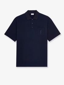 Saint Laurent Men's Cassandre Polo Shirt Blue