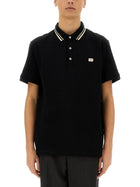Valentino Men's Piquet Polo Black