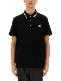 Valentino Men's Piquet Polo Black
