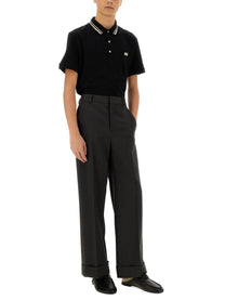 Valentino Men's Piquet Polo Black, view 2