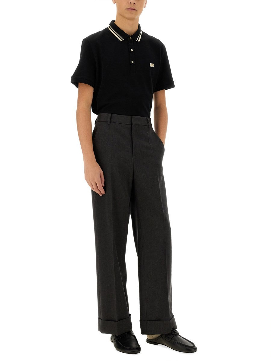 Valentino Men's Piquet Polo Black, view 2