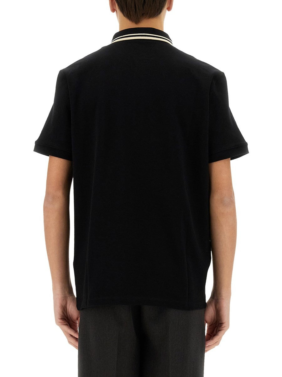 Valentino Men's Piquet Polo Black, view 3