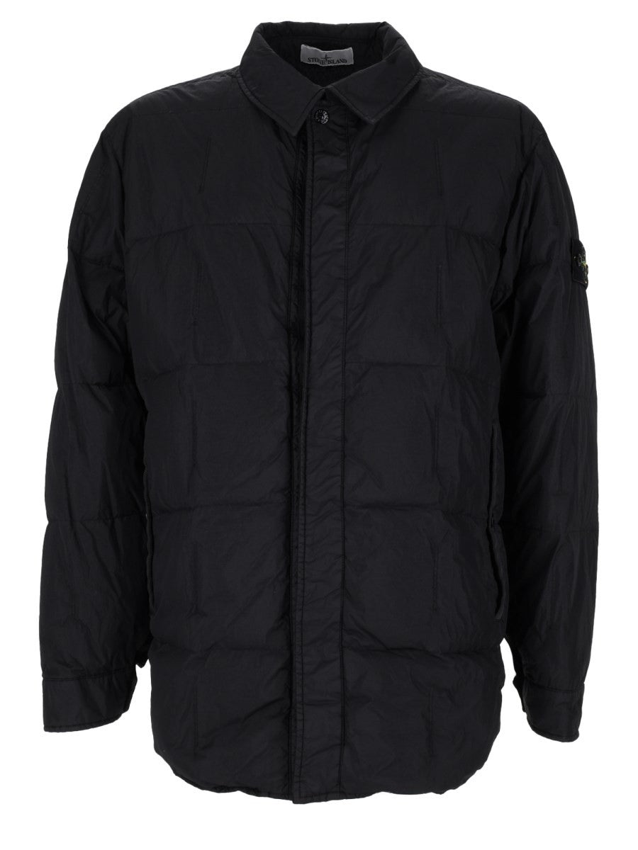 Stone Island Men's Antigoccia Down Jacket with Collar Rigido Black