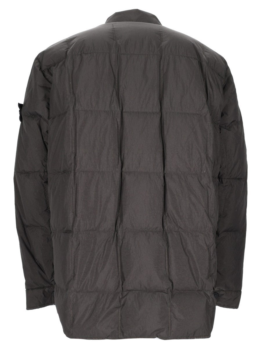 Stone Island Men's Antigoccia Down Jacket with Collar Rigido Grey