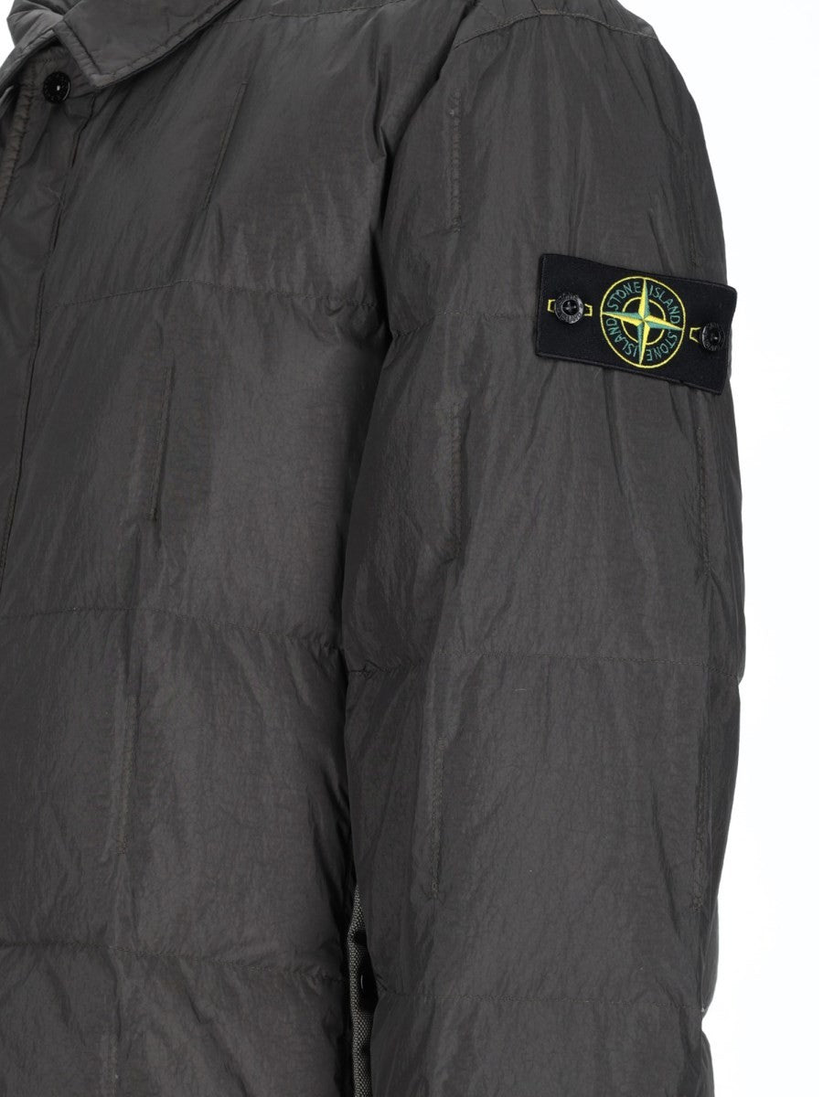 Stone Island Men's Antigoccia Down Jacket with Collar Rigido Grey