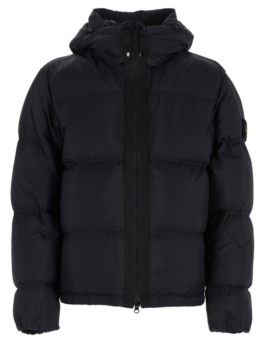Stone Island Men's Antistrappo Down Jacket with Hooded Removable Black