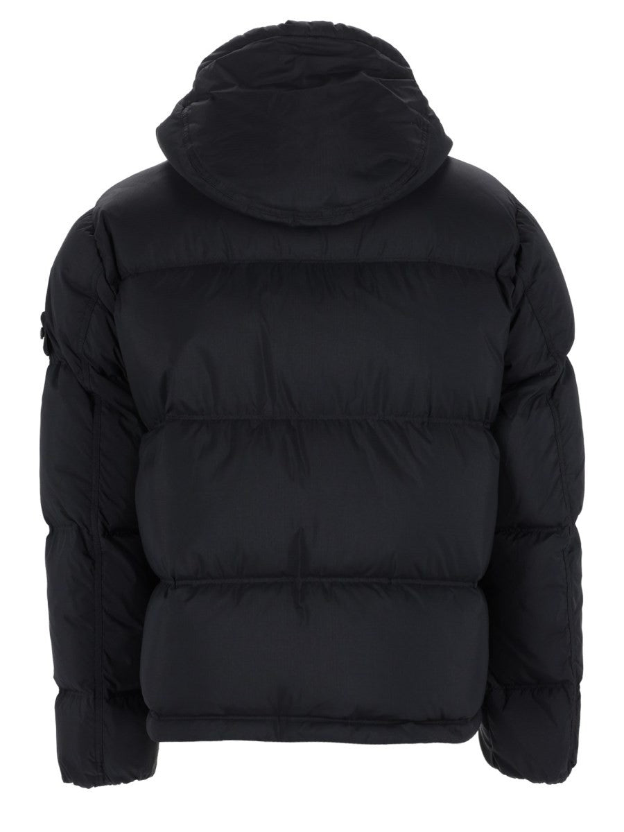 Stone Island Men's Antistrappo Down Jacket with Hooded Removable Black