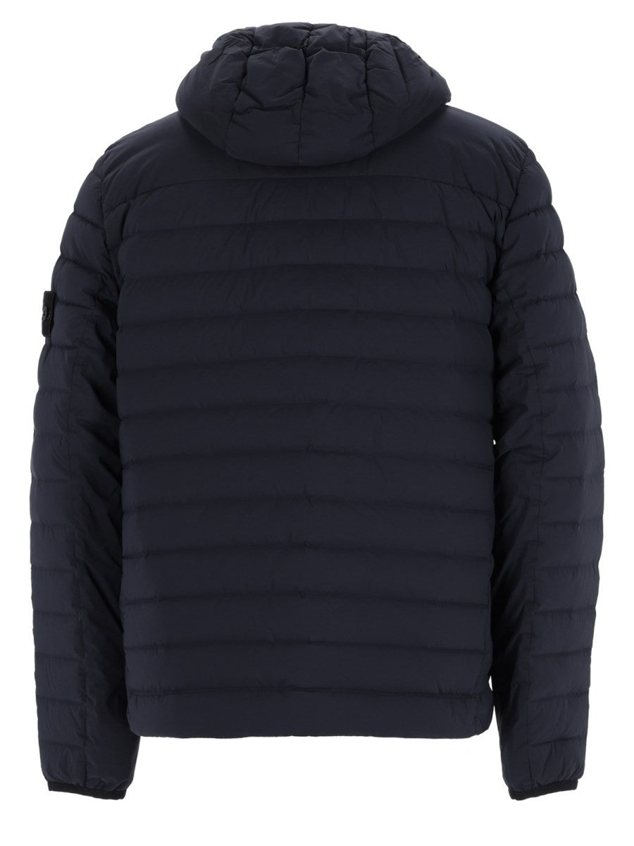 Stone Island Men's Piumino Con Cappuccio Con Finitura Antigoccia Blue