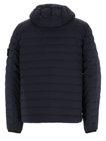 Stone Island Men's Piumino Con Cappuccio Con Finitura Antigoccia Blue