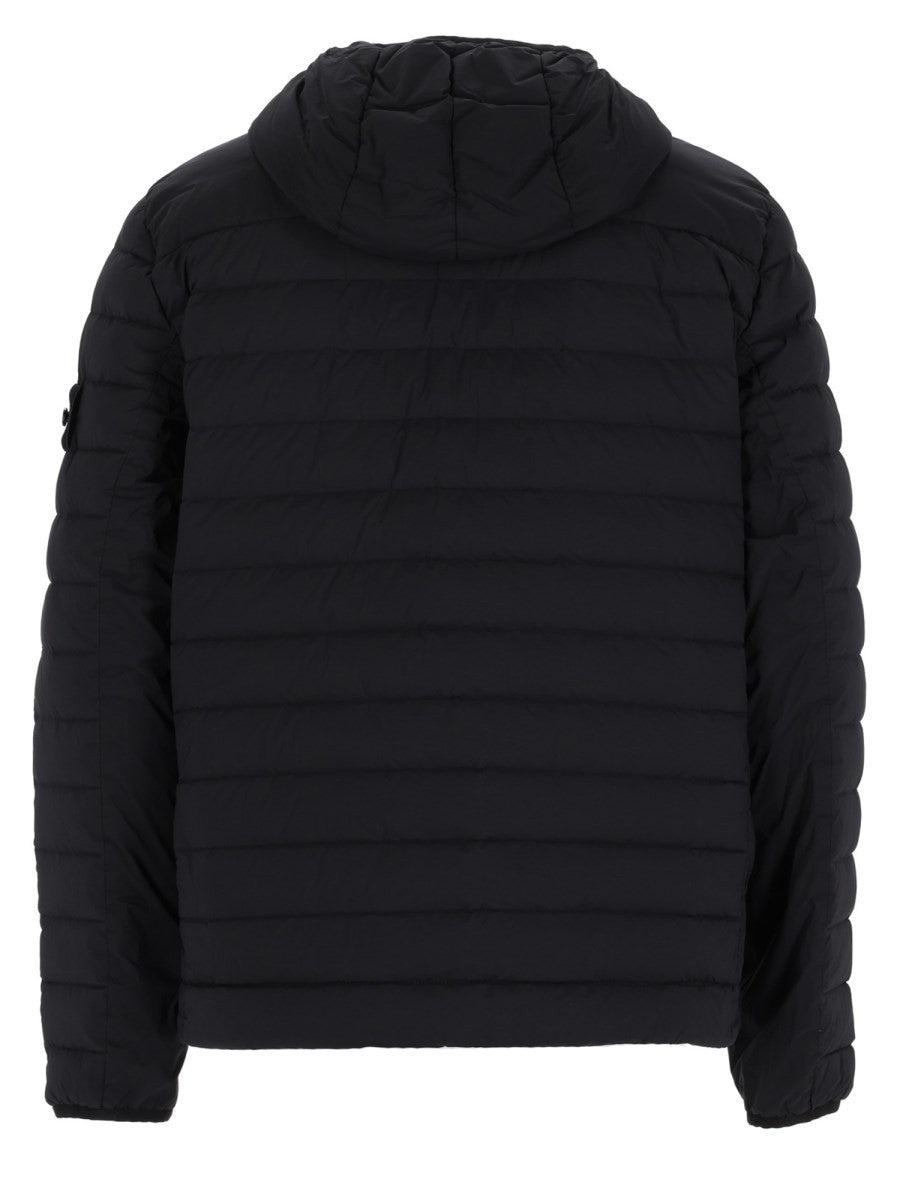 Stone Island Men's Piumino Con Cappuccio Con Finitura Antigoccia Black