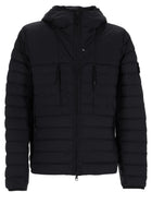 Stone Island Men's Down Jacket with Hooded Finitura Antigoccia Black
