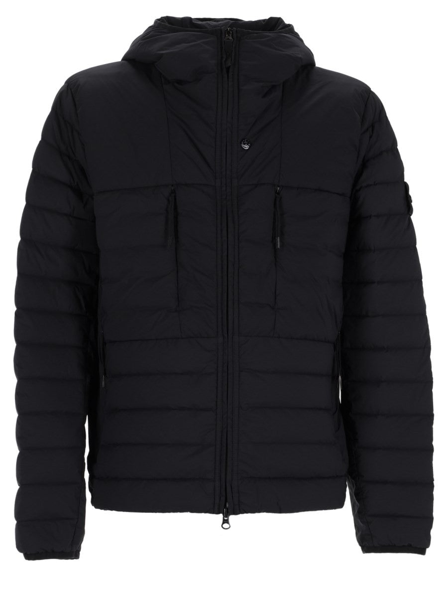 Stone Island Men's Piumino Con Cappuccio Con Finitura Antigoccia Black