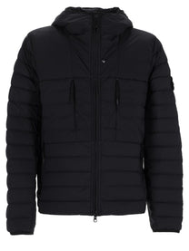 Stone Island Men's Piumino Con Cappuccio Con Finitura Antigoccia Black