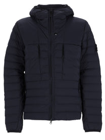 Stone Island Men's Piumino Con Cappuccio Con Finitura Antigoccia Blue