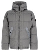 Stone Island Men's Down Jacket with Collar High Patch Grey