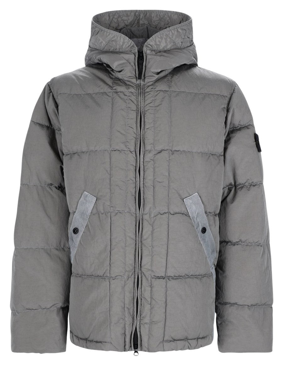 Stone Island Men's Piumino Con Collo Alto Patch Grey