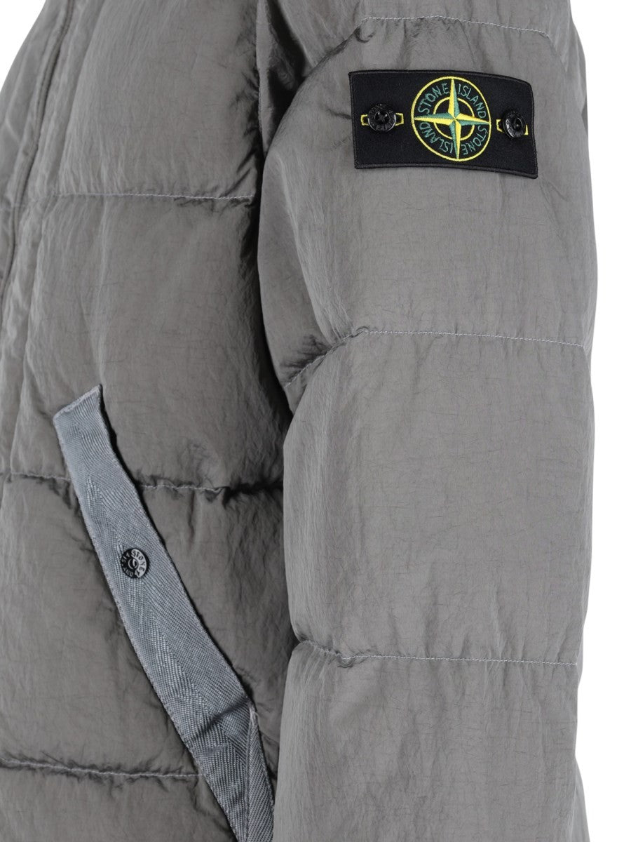 Stone Island Men's Piumino Con Collo Alto Patch Grey