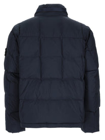 Stone Island Men's Cotton Technical Down Jacket Blue