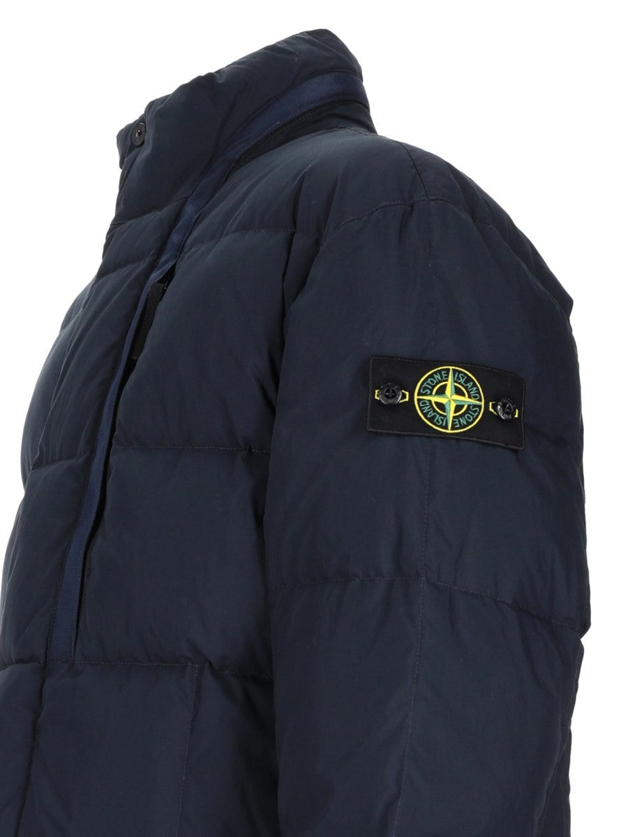 Stone Island Men's Cotton Technical Down Jacket Blue