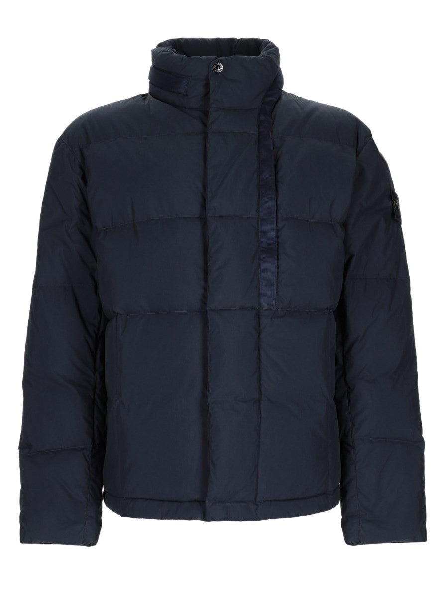 Stone Island Men's Cotton Technical Down Jacket Blue