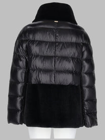 Herno Women's Piumino Trapuntato Con Inserti in Eco Pelliccia Black