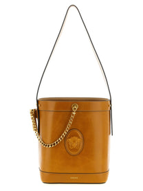 Versace Pivot Small Bucket Bag Brown