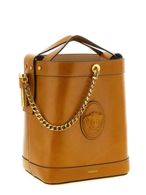 Versace Pivot Small Bucket Bag Brown