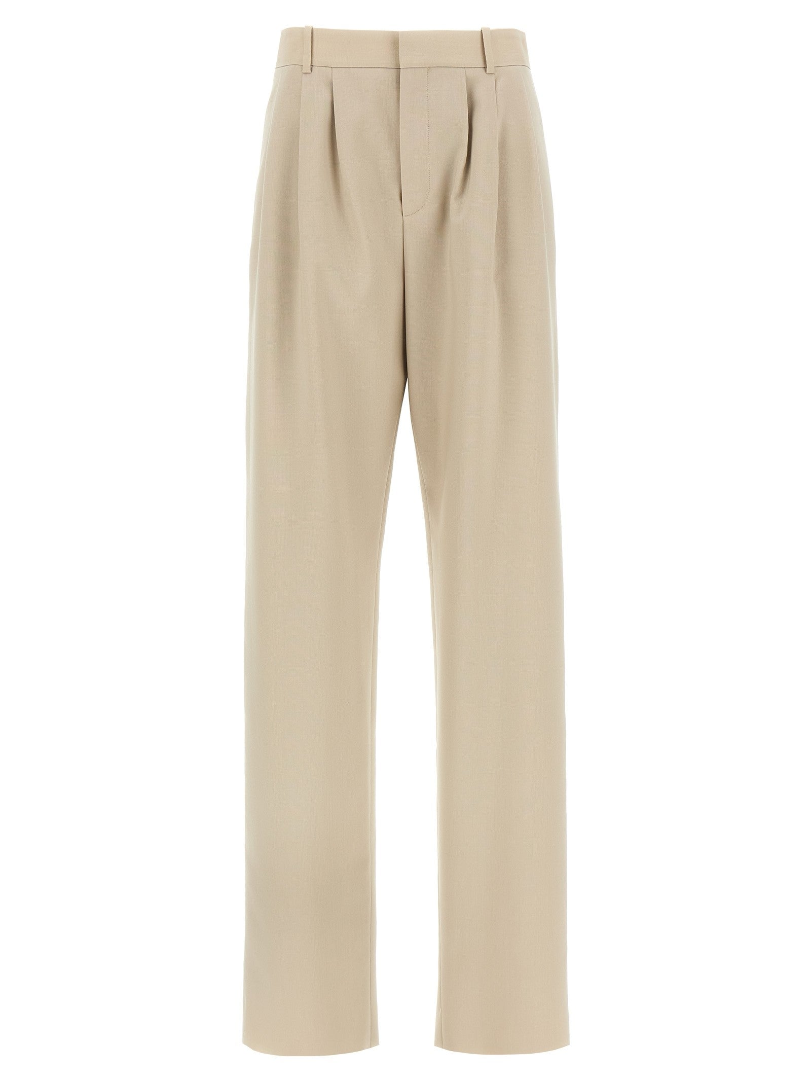 Saint Laurent Pleat Pants Beige
