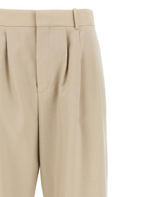 Saint Laurent Pleat Pants Beige