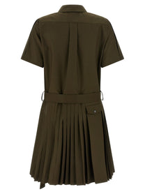 Loewe Pleated Chemisier Dress Green
