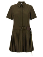 Loewe Pleated Chemisier Dress Green