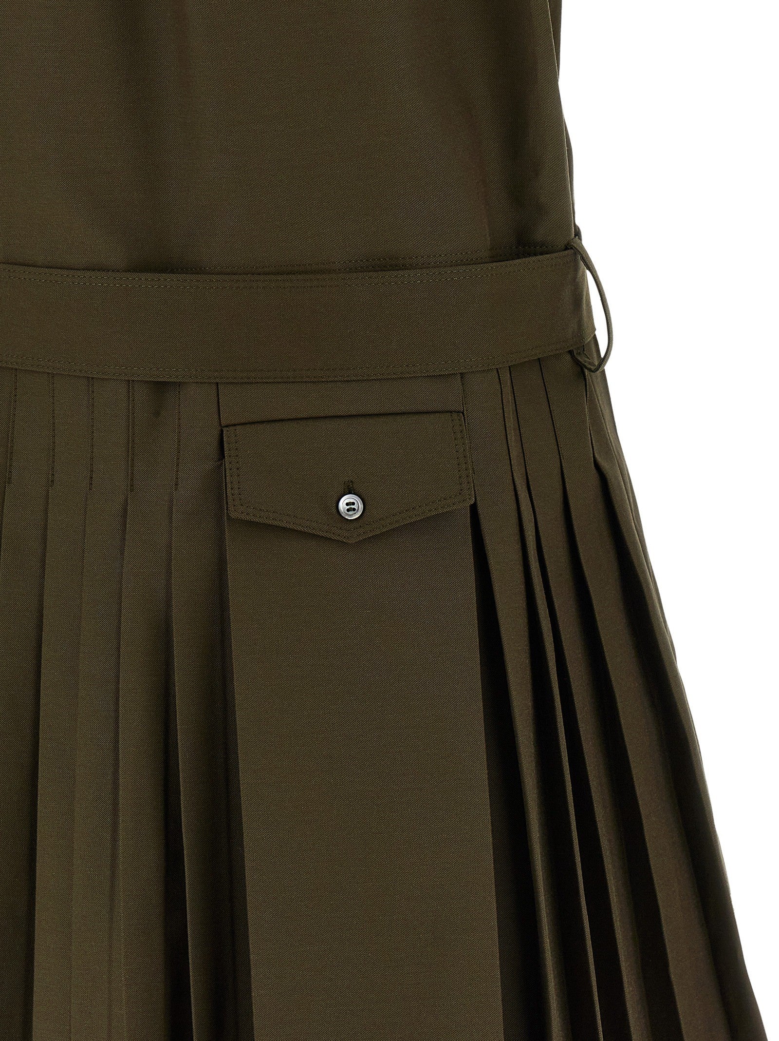 Loewe Pleated Chemisier Dress Green